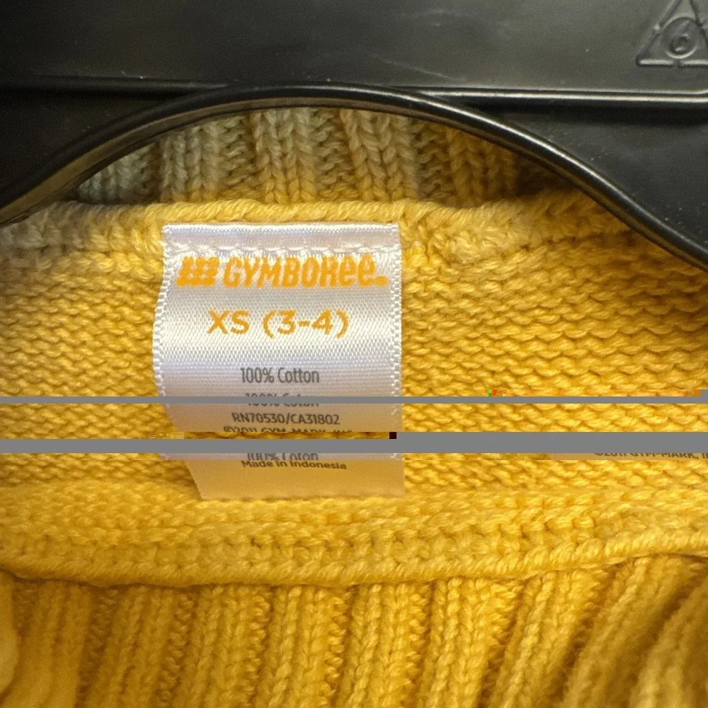 GYMBOREE Girls Yellow Cable Knit Sweater w/Flower Buttons‎ XS 3-4